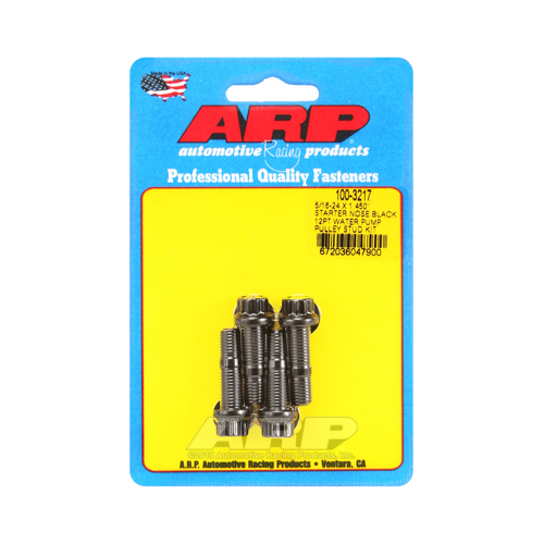 ARP Studs, Water Pump Pulley, 12-point Head, 3/8 in. Wrench, 8740, Black Oxide, 5/16 in.-24 Thread, 1.45 in. OAL, Set of 4
