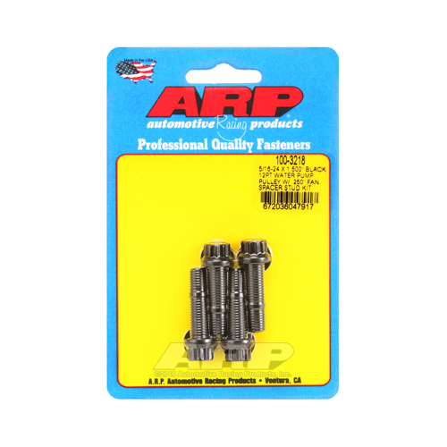 ARP Studs, Water Pump Pulley, 12-point Head, 3/8 in. Wrench, 8740, Black Oxide, 5/16 in.-24 Thread, 1.5 in. OAL, Set of 4