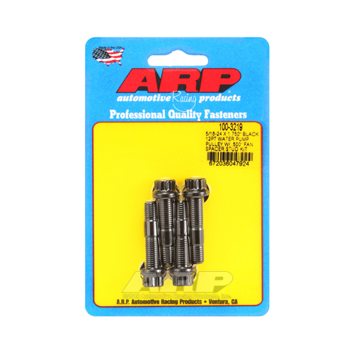 ARP Studs, Water Pump Pulley, 12-point Head, 3/8 in. Wrench, 8740, Black Oxide, 5/16 in.-24 Thread, 1.75 in. OAL, Set of 4