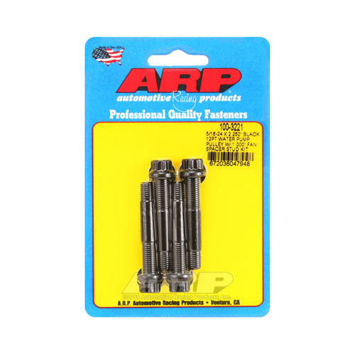 ARP Studs, Water Pump Pulley, 12-point Head, 3/8 in. Wrench, 8740, Black Oxide, 5/16 in.-24 Thread, 2.25 in. OAL, Set of 4