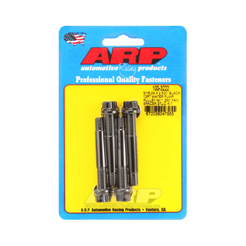 ARP Studs, Water Pump Pulley, 12-point Head, 3/8 in. Wrench, 8740, Black Oxide, 5/16 in.-24 Thread, 2.5 in. OAL, Set of 4