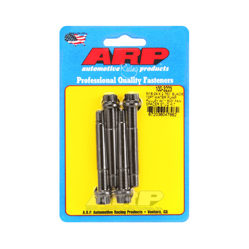 ARP Studs, Water Pump Pulley, 12-point Head, 3/8 in. Wrench, 8740, Black Oxide, 5/16 in.-24 Thread, 2.75 in. OAL, Set of 4