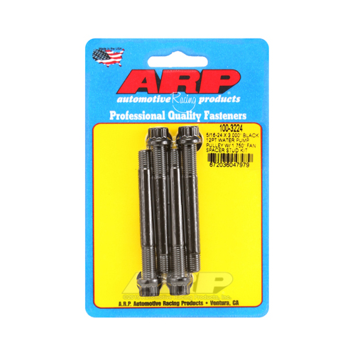 ARP Studs, Water Pump Pulley, 12-point Head, 3/8 in. Wrench, 8740, Black Oxide, 5/16 in.-24 Thread, 3 in. OAL, Set of 4