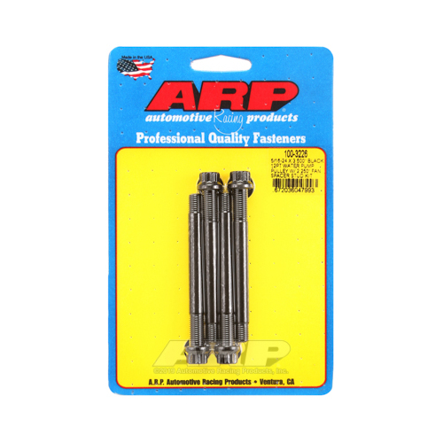 ARP Studs, Water Pump Pulley, 12-point Head, 3/8 in. Wrench, 8740, Black Oxide, 5/16 in.-24 Thread, 3.5 in. OAL, Set of 4
