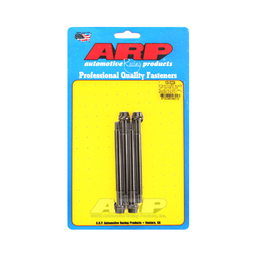 ARP Studs, Water Pump Pulley, 12-point Head, 3/8 in. Wrench, 8740, Black Oxide, 5/16 in.-24 Thread, 4.25 in. OAL, Set of 4