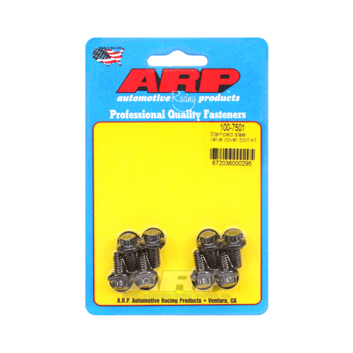 ARP Valve Cover Bolts, Chromoly, Black Oxide, 12-Point, 1/4 in.-20 Diameter, Stamped Steel Covers, Set of 8