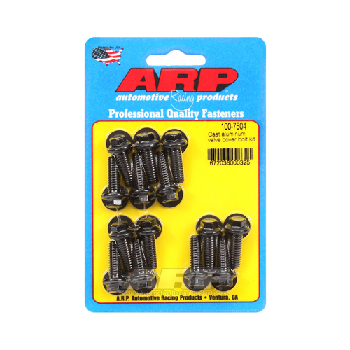 ARP Valve Cover Bolts, Chromoly, Black Oxide, Hex, 1/4 in.-20 Diameter, Cast Aluminum Covers, Set of 14