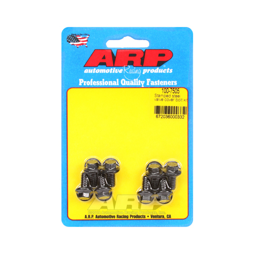 ARP Valve Cover Bolts, Chromoly, Black Oxide, Hex, 1/4 in.-20 Diameter, Stamped Steel Covers, Set of 8