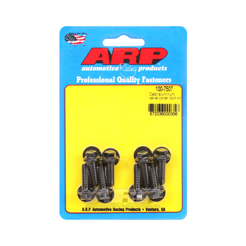 ARP Valve Cover Bolts, Chromoly, Black Oxide, Hex, 1/4 in.-20 Diameter, Cast Aluminum Covers, Set of 8