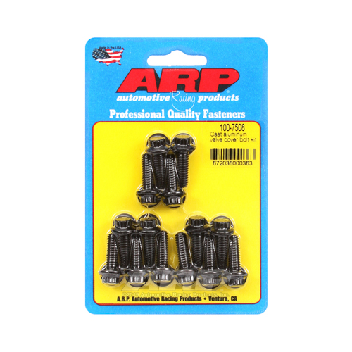 ARP Valve Cover Bolts, Chromoly, Black Oxide, 12-Point, 1/4 in.-20 Diameter, Cast Aluminum Covers, Set of 14