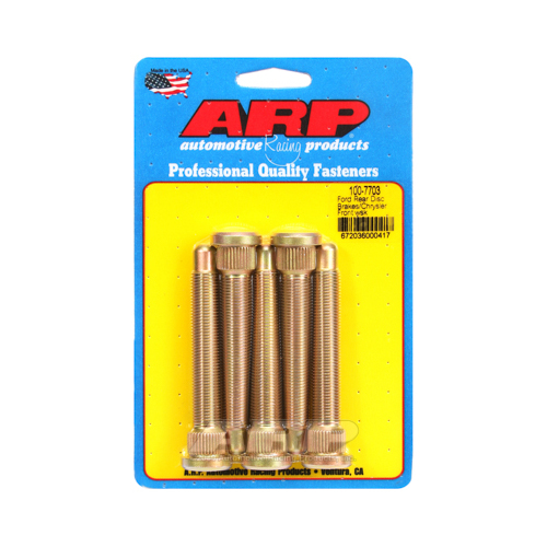 ARP Wheel Studs, Press-In, 1/2-20 in. Right Hand Thread, .625in Knurl, For Ford, For Chrysler Front, Set of 5