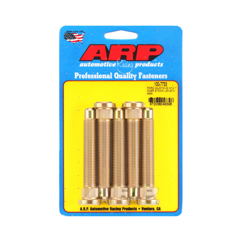 ARP Wheel Studs, Press-in, 0.625 in. Knurl Diameter, 14mm x 1.50 RH Thread, 3.435 in. UHL, For Ford, Set of 5