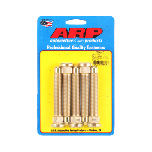 ARP Wheel Studs, Press-In, 0.625 in. Knurl, For Chrysler, Front and Rear, M14 x 1.5, 3.436 in. UHL, 1.0 in. Over Stock Length, Set of 5