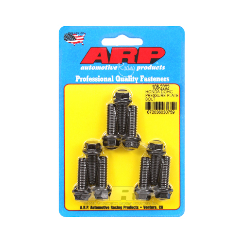 ARP Pressure Plate Bolts, 8mm x 1.25, Hex Head, Chromoly, Black Oxide, For Honda , 2.0, 2.3L, Set of 9
