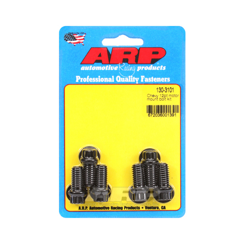 ARP Motor Mount Bolts, Black Oxide, 12-Point, Mount to Block, For Chevrolet, Small, Big Block, Set of 6