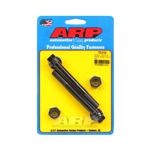 ARP Motor Mount Bolts, Black Oxide, Hex, Mount to Frame Stand, For Chevrolet, Small, Big Block, Pair