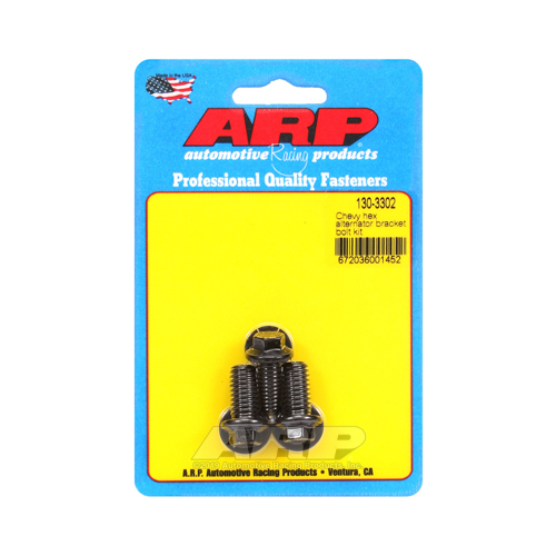ARP Alternator Bracket Bolts, Black Oxide, Hex Head, For Chevrolet Small/Big Block, Set