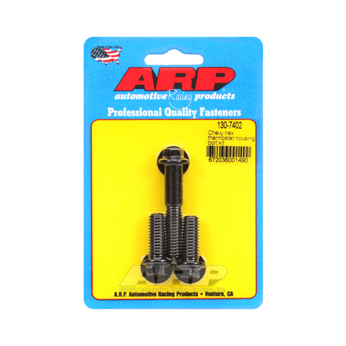 ARP Thermostat Housing Bolts, Black Oxide, Hex, For Chevrolet, Set of 3