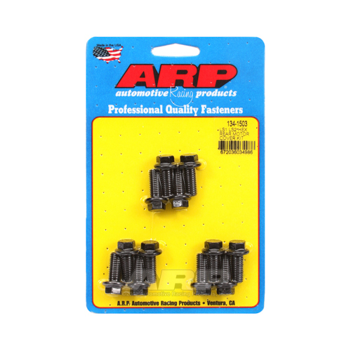 ARP Rear Motor Cover Bolts, Hex Head, 8740 Chromoly, Black, Washers, For Chevrolet, V8, LS, Kit