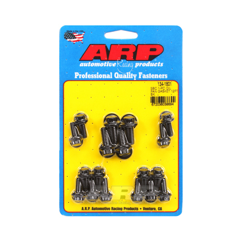 ARP Oil Pan Bolts, Fits Engines using 1-piece Rubber Oil Pan Gasket Only, 12-point, Steel, Black Oxide, For Chevrolet, Small Block, Kit