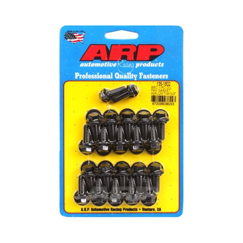 ARP Oil Pan Bolts, Designed for 1-piece Rubber Gasket, Black Oxide, Hex Head, For Chevrolet, Big Block, Kit