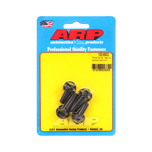 ARP Oil Pump Fasteners, Bolts, Hex Head, Chromoly, Black Oxide, For Ford, V8, Set of 4