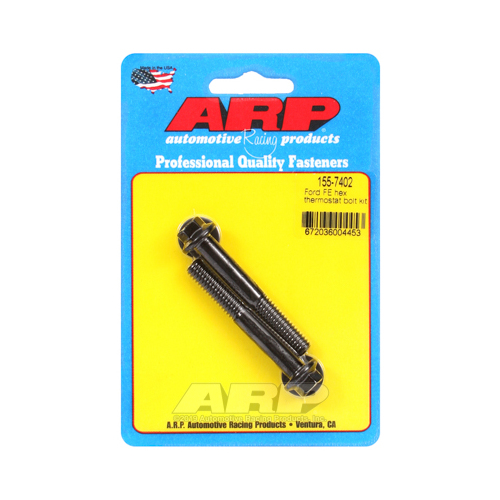 ARP Thermostat Housing Bolts, Black Oxide, Hex, For Ford, FE, Set