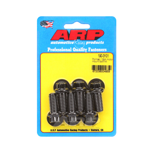 ARP Motor Mount Bolts, Black Oxide, 12-Point, For Pontiac V8, Set