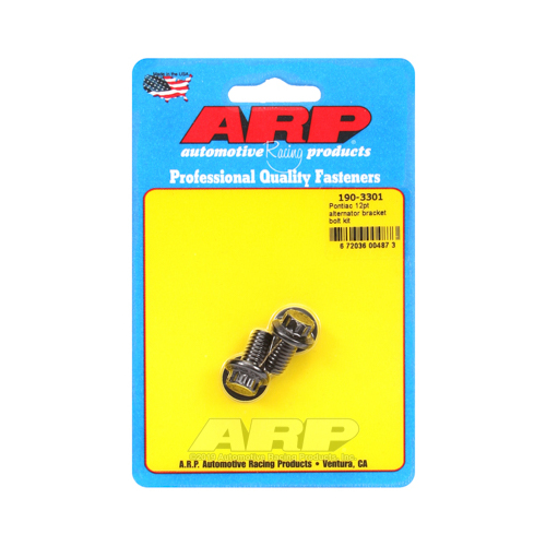 ARP Alternator Bracket Bolts, Black Oxide, 12-Point, For Pontiac V8, Set