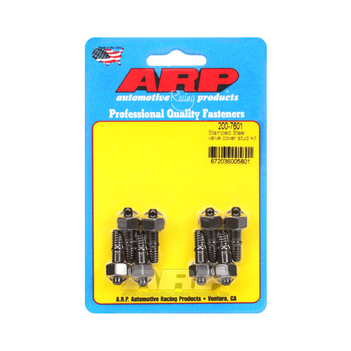 ARP Valve Cover Studs, Black Oxide Hex, Stamped Steel Cover, 1/4 in.-20 Thread, Set of 8