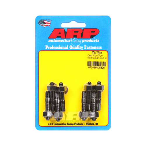 ARP Valve Cover Studs, Black Oxide Hex, Cast Aluminum Cover, Set of 8