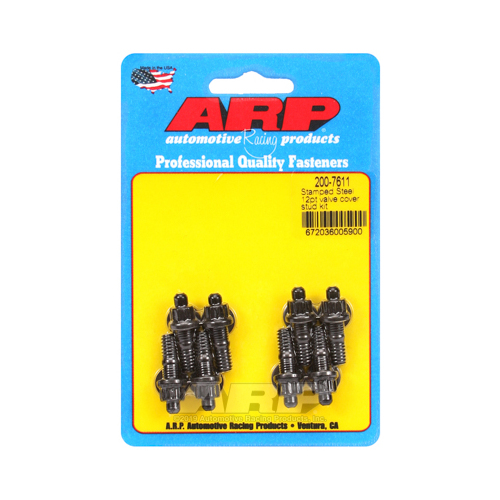 ARP Valve Cover Studs, Black Oxide 12-Point, Stamped Steel Cover, 1/4 in., 8 Pieces