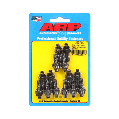 ARP Valve Cover Studs, Black Oxide 12-Point, Stamped Steel Cover, 1/4 in., 14 Pieces
