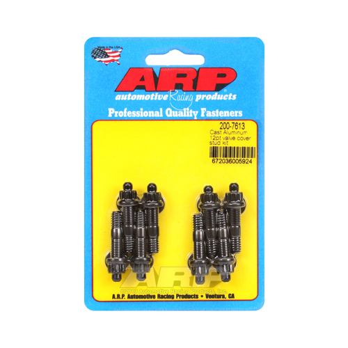 ARP Valve Cover Studs, Black Oxide 12-Point, Cast Aluminum Cover, Set of 8