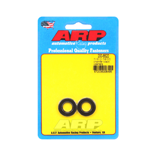 ARP Washer, Hardened, High Performance, Chamfer, Flat, 7/6 in. ID, 0.875 in. OD, Chromoly, Black Oxide, 0.12 in. Thick, Set of 2