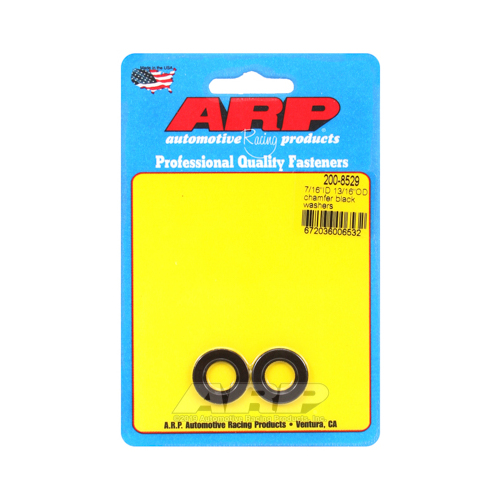 ARP Washer, Hardened, High Performance, Chamfer, Flat, 7/6 in. ID, 0.812 in. OD, Chromoly, Black Oxide, 0.12 in. Thick, Set of 2