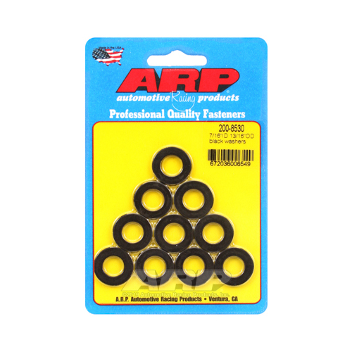 ARP Washer, Hardened, High Performance, Flat, 7/6 in. ID, 0.812 in. OD, Chromoly, Black Oxide, 0.12 in. Thick, Set of 10