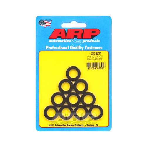ARP Washer, Hardened, High Performance, Flat, 7/6 in. ID, 0.750 in. OD, Chromoly, Black Oxide, 0.12 in. Thick, Set of 10