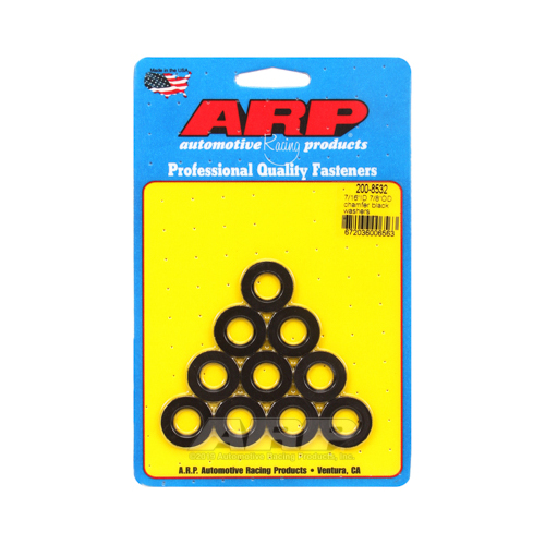 ARP Washer, Hardened, High Performance, Chamfer, Flat, 7/6 in. ID, 0.875 in. OD, Chromoly, Black Oxide, 0.12 in. Thick, Set of 10