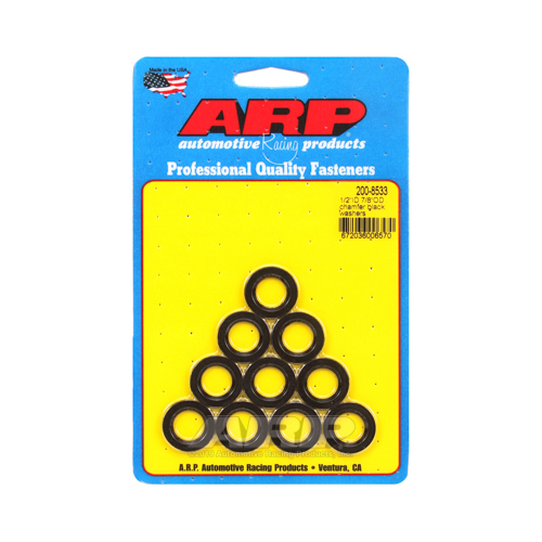 ARP Washer, Hardened, High Performance, Flat, 1/2 in. ID, 0.875 in. OD, Chromoly, Black Oxide, 0.12 in. Thick, Set of 10