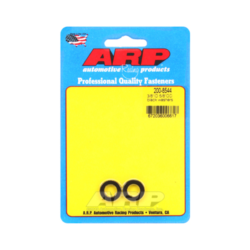 ARP Washer, Hardened, High Performance, Flat, 3/8 in. ID, 0.625 in. OD, Chromoly, Black Oxide, 0.063 in. Thick, Set of 2