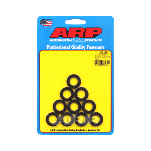 ARP Washer, Hardened, High Performance, Chamfer, Flat, 12mm ID, 22.2mm OD, 3mm Thick, Chromoly, Black Oxide, Set of 10