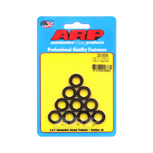 ARP Washer, Hardened, High Performance, Flat, 3/8 in. ID, 0.675 in. OD, Chromoly, Black Oxide, 0.12 in. Thick, Set of 10