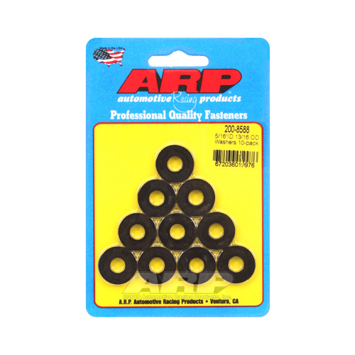 ARP Washer, Hardened, High Performance, Flat, 5/16 in. ID, 0.812 in. OD, 0.120 Thick, Chromoly, Black Oxide, Set of 10