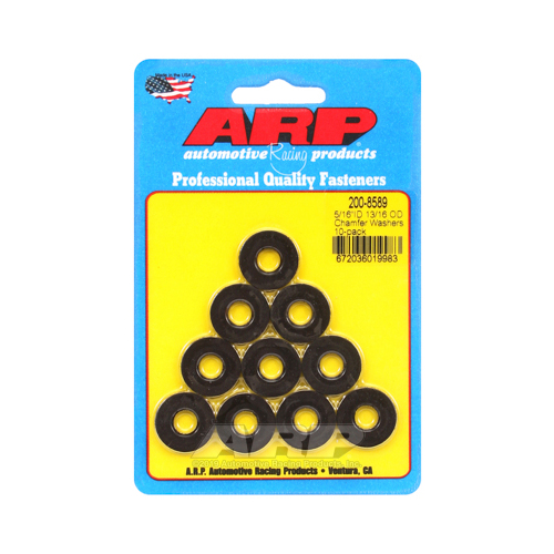 ARP Washer, Hardened, High Performance, Chamfer, Flat, 5/16 in. ID, 0.812 in. OD, 0.120 Thick, Chromoly, Black Oxide, Set of 10