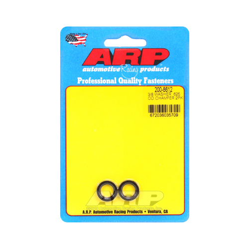 ARP Washer, Hardened, High Performance, Chamfer, Flat, 3/8 in. ID, 0.625 in. OD, Chromoly, Black Oxide, 0.12 in. Thick, Set of 2