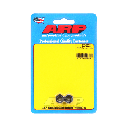 ARP Nut, Hex, 8740 Chromoly, Steel, Black, Flanged, 5/16 in.-24 Thread, 180000psi, Set of 2