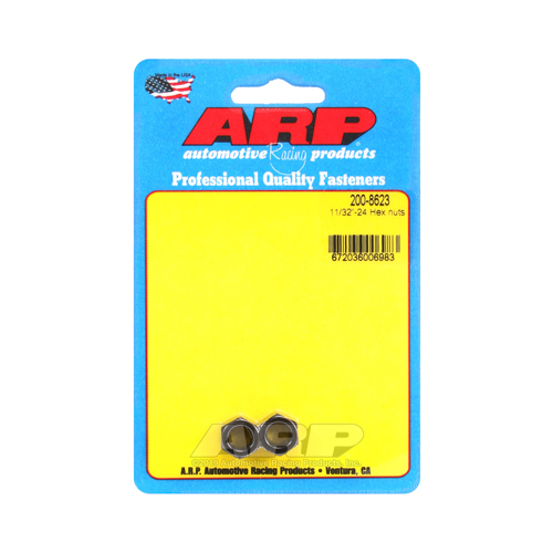 ARP Nut, Hex, 8740 Chromoly, Steel, Black, Flanged, 11/32 in.-24 Thread, 180000psi, Set of 2