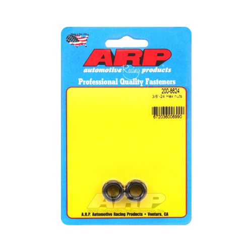 ARP Nut, Hex, 8740 Chromoly, Steel, Black, Flanged, 3/8 in.-24 Thread, 180000psi, Set of 2