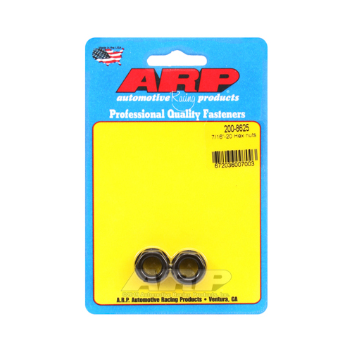 ARP Nut, Hex, 8740 Chromoly, Steel, Black, Flanged, 7/16 in.-20 Thread, 180000psi, Set of 2